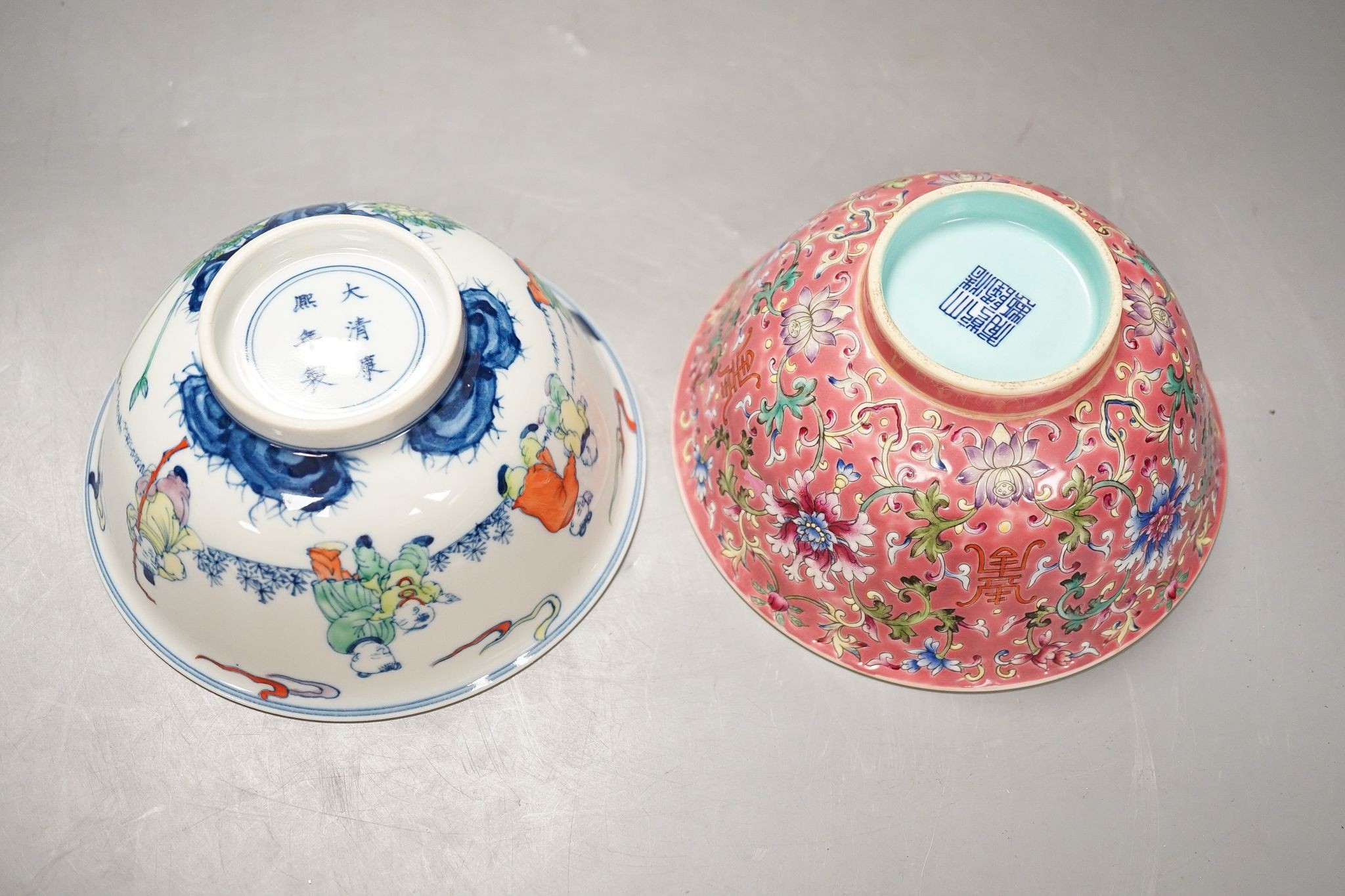 Two Chinese porcelain bowls, largest 15cm diameter